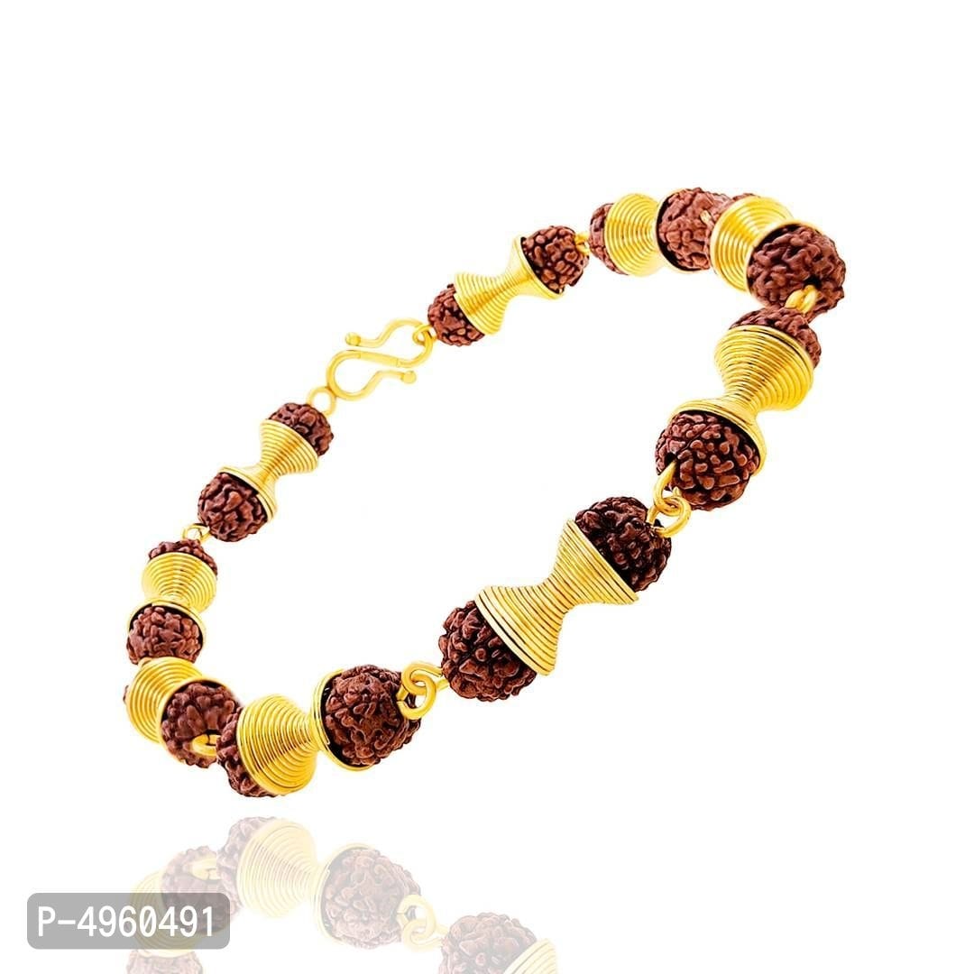 Arkam - Premium range of spiritual products|ARKAM Gold Plated Rudraksha  Bracelet Om Namah Shivaay Charm / Rudraksha Bracelet for men and women /  Five Mukhi Rudraksha Bracelet (Length: 8