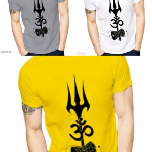 Yellow Shiva special tshirt with oh trishul and damru