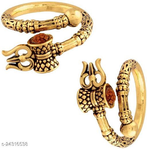 Buy quality 916 gold trisul lite weight new gents ring in Ahmedabad
