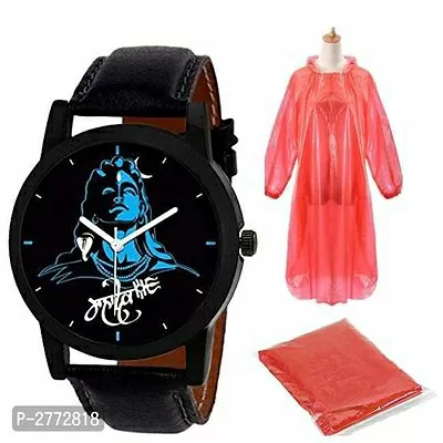 Combo of BLUE MAHADEV Edition Analog watch And Disposable Rain Coat Offers For Boys Watch - For Men And Women