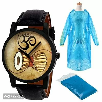 Combo of Damru Mahadev Edition Analog Watch And Disposable Rain Coat Combo Offers For Boys Watch - For Men And Women