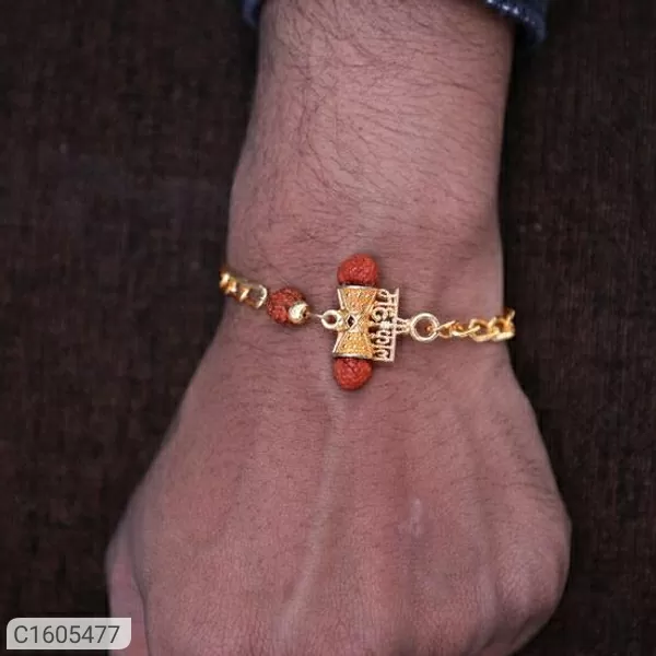 Fashionable Gold Plated Rudraksha Mens Bracelets