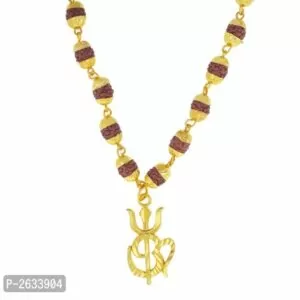 Golden Studded Rudrakshi Mala For Men's And Women's Gold Plated locket or mala for men and women.