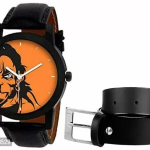 Hanuman Orange Dial Analog watch With Black Belt Analog Style Combo Offers For Boys Watch - For Men And Women