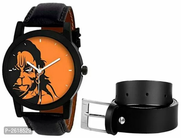 Hanuman Orange Dial Analog watch With Black Belt Analog Style Combo Offers For Boys Watch - For Men And Women