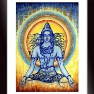 Lord Shiva Wall Poster With Framed For Home And office Décor Print on Special I-Very Paper (Size 13.5 Inch X 10.5 Inch, Synthetic Wood Framed)