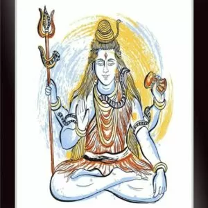 Lord Shiva Wall Poster With Framed For Home And office Décor Print on Special I-Very Paper (Size 13.5 Inch X 10.5 Inch, Synthetic Wood Framed)