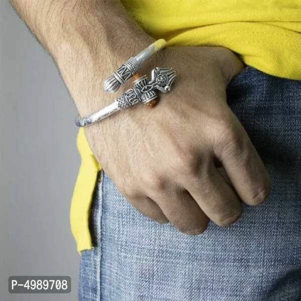 Trendy Stylish Silver Plated Rudraksha Men's Bracelet