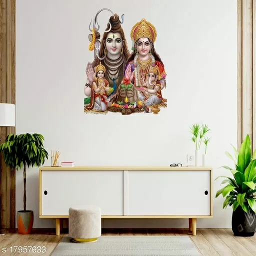 Masstone Lord Shiva Parvati Ganesha Family Religious God Wall Sticker