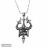 Oxidised Silver Damaru Trishul Locket For Men And Women Metal Fancy And Stylish Solid Oxidize Silver Plated Chain