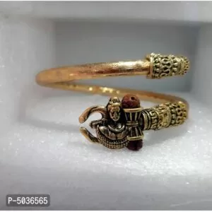Shiv Mahadev Rudraksha Damaru Trushil Bahubali Artificial Gold Plated Kada