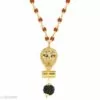 Gold Plated Traditional Rudraksh Mala Lion Pendant for Men and Women